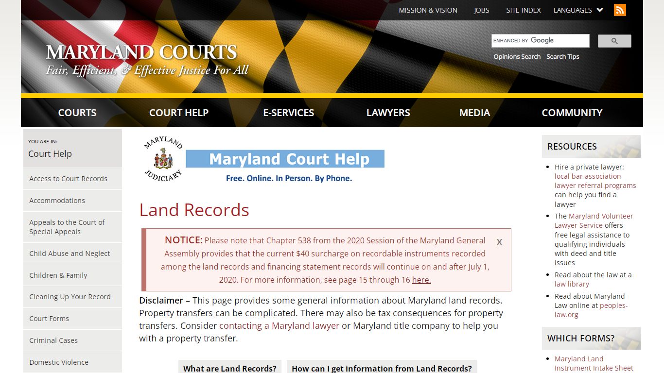 Land Records | Maryland Courts